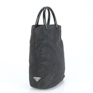 Prada Tessuto nylon triangular logo tote bag black